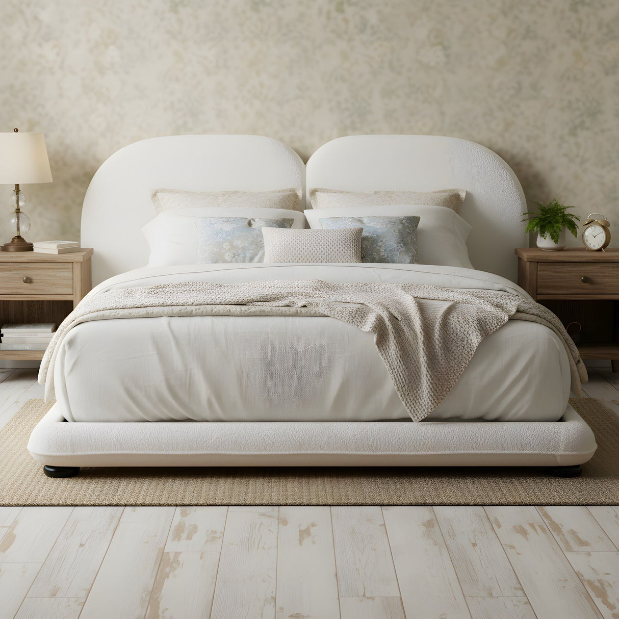 Upholstered Platform Bed With Split Headboard