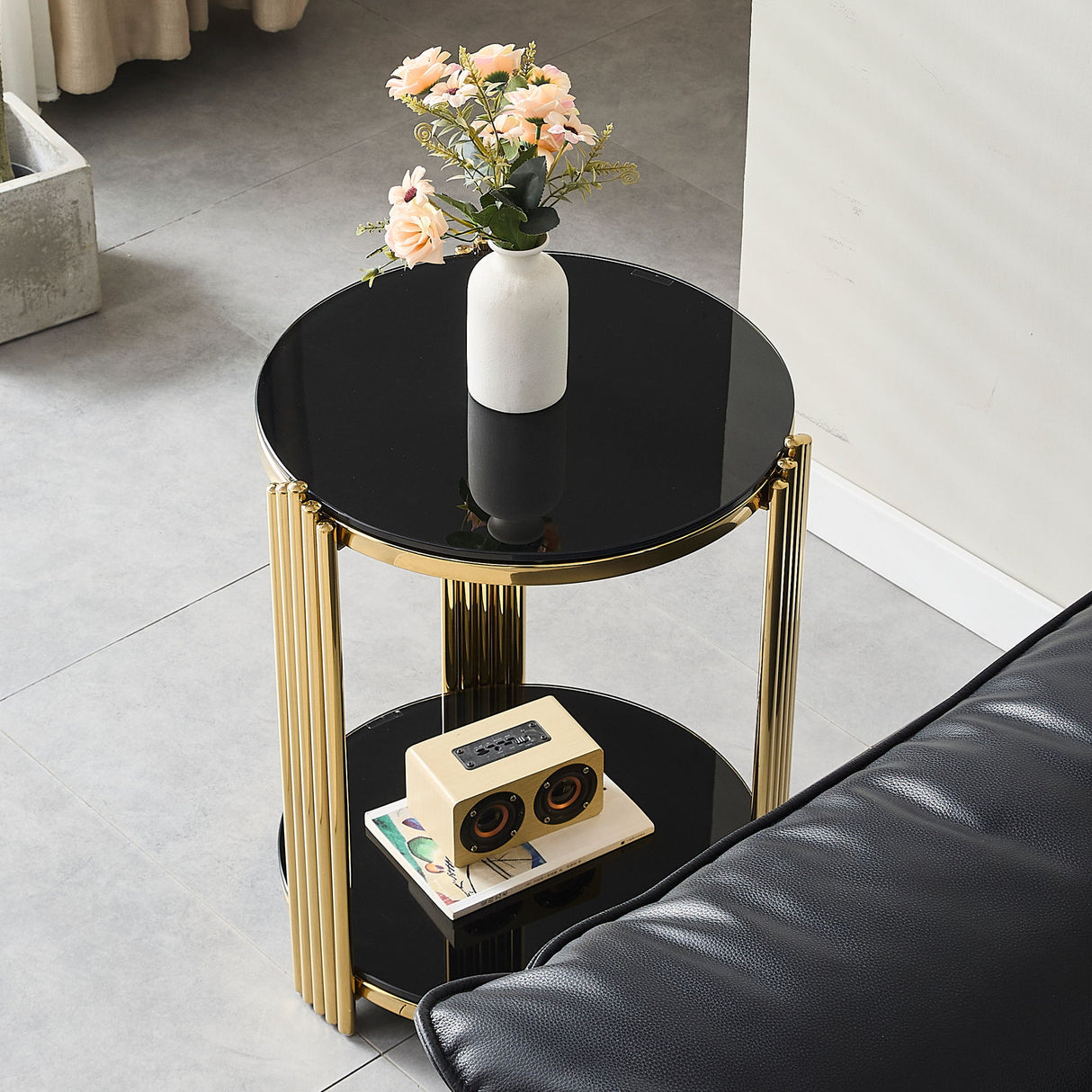 Round Table With Double Layer Storage
