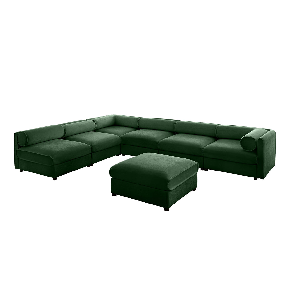 Modern (Set of 6) Modular Sectional Sofa With Storage Soft Cylindrical Design For Living Room - Green