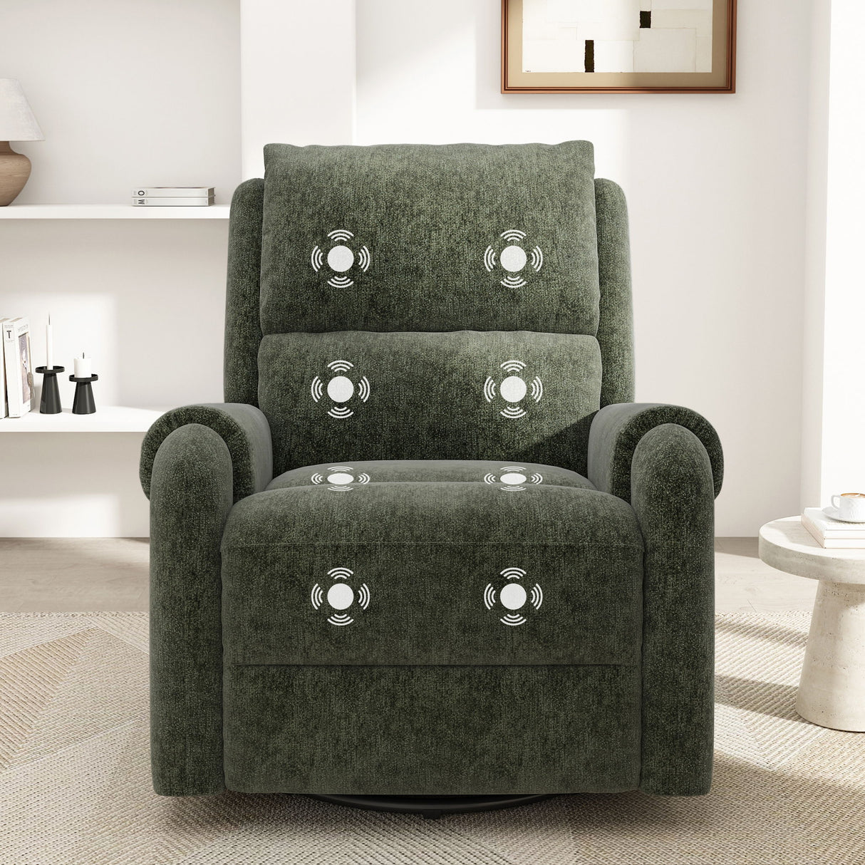 Manual Recliner Massage Chair With Swivel Rocker, 8 Massage Modes, Side Storage Pocket