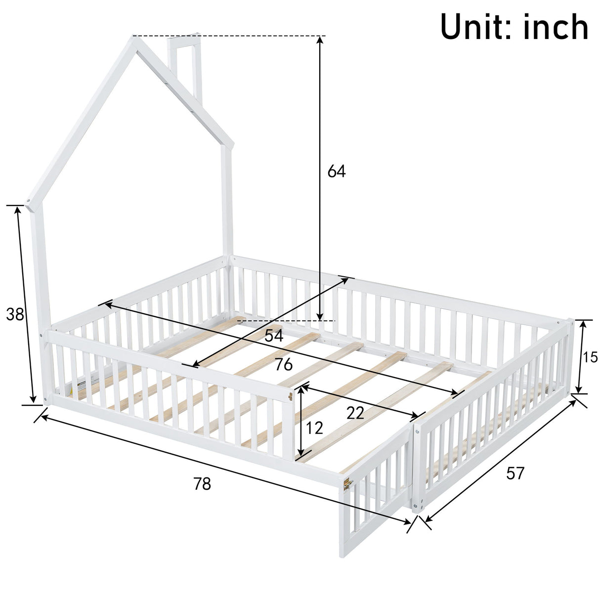 House Platform Bed With Guardrail