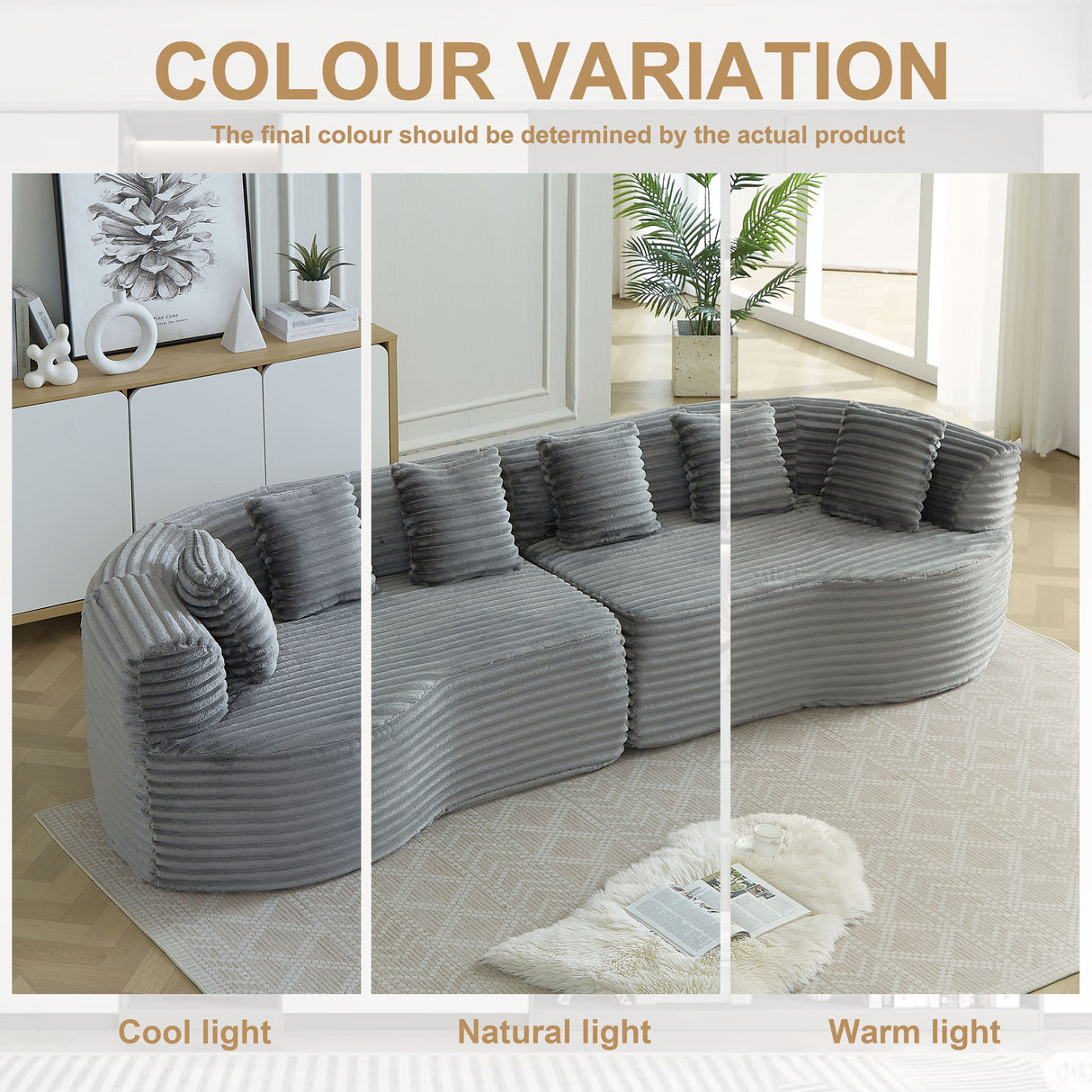 Sectional Sofa, Oversized 4 Seater With Deep Seat Design