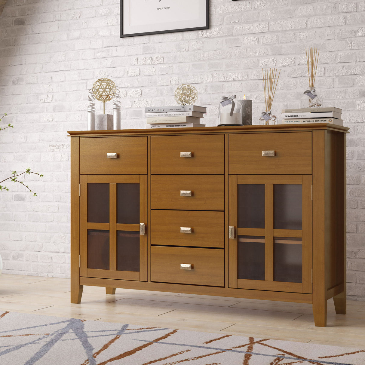Sideboard Buffet Dining Room Cabinet Solid Wood Storage 54x36in
