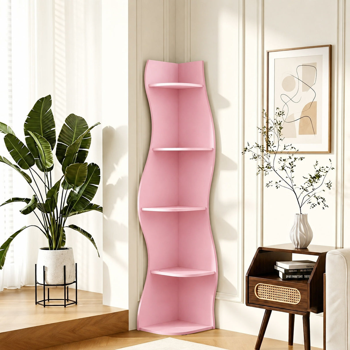 5 Tier S - Shaped Corner Shelf For Living Room