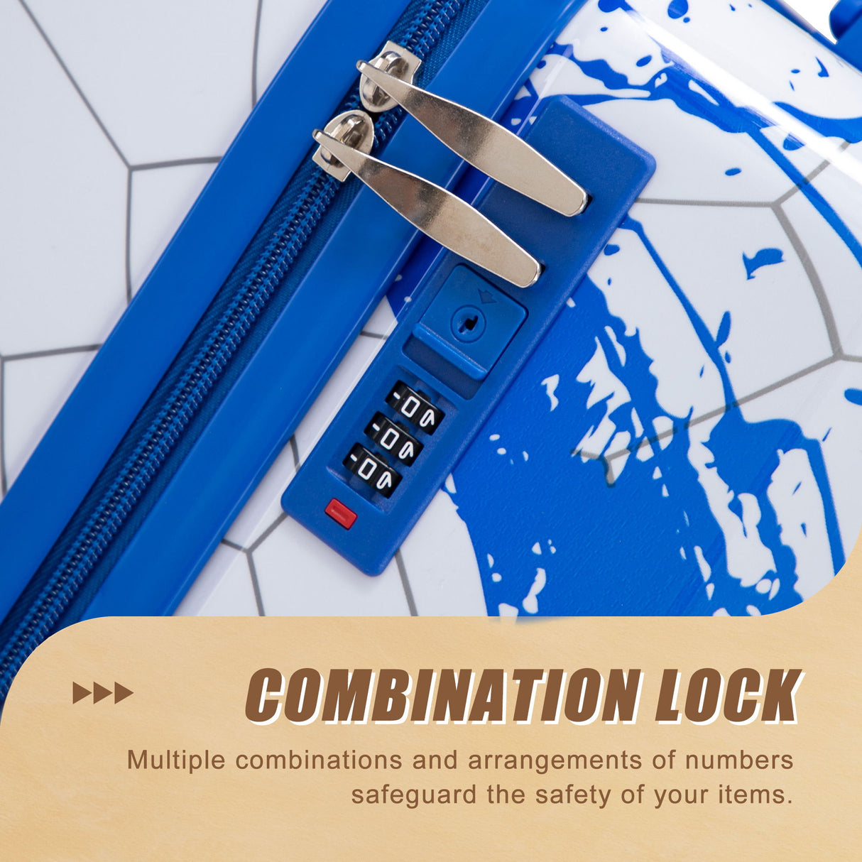 3 Piece With Combination Lock And Silent Wheels