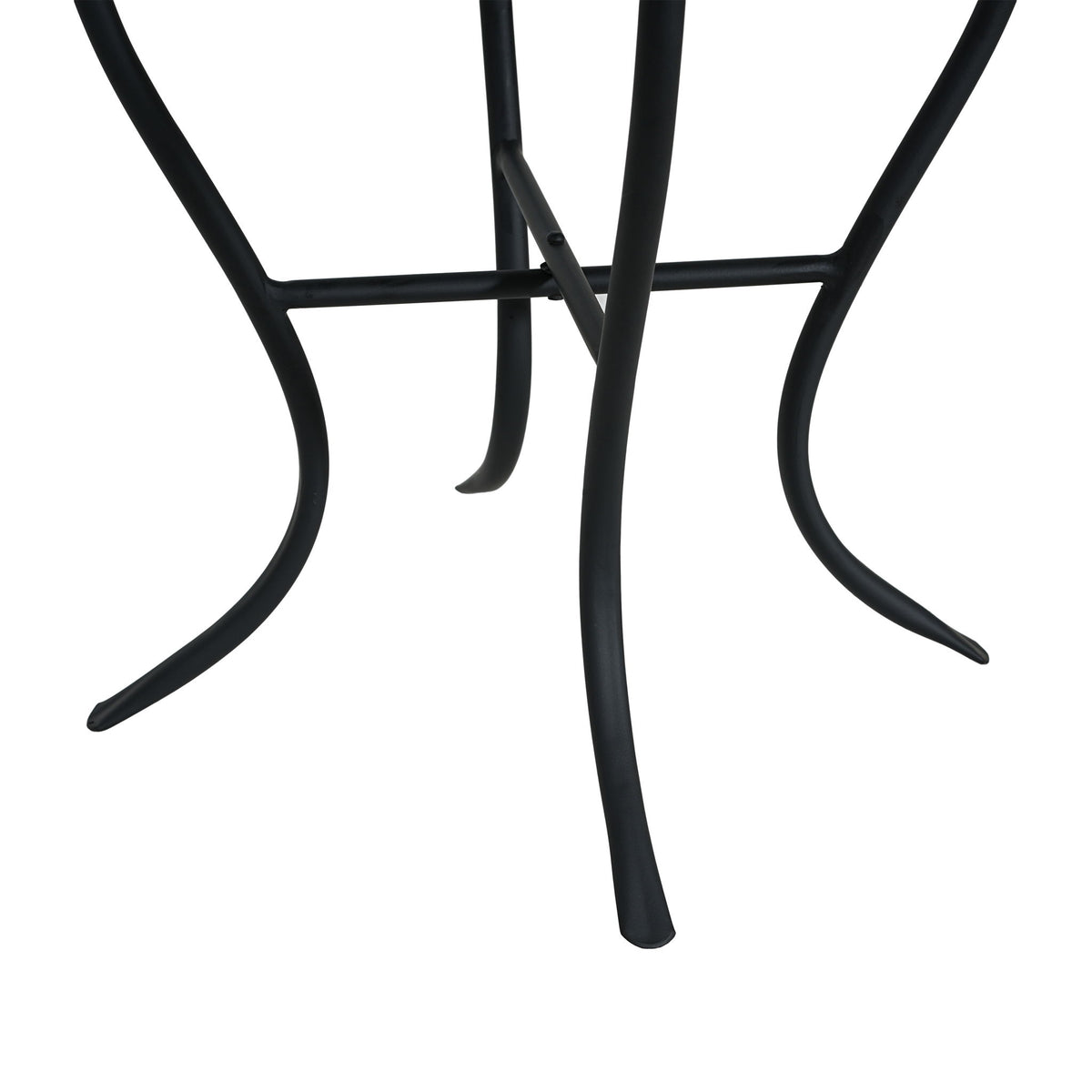 Outdoor Round Side Table With Mosaic Style Top And Curved Iron Legs