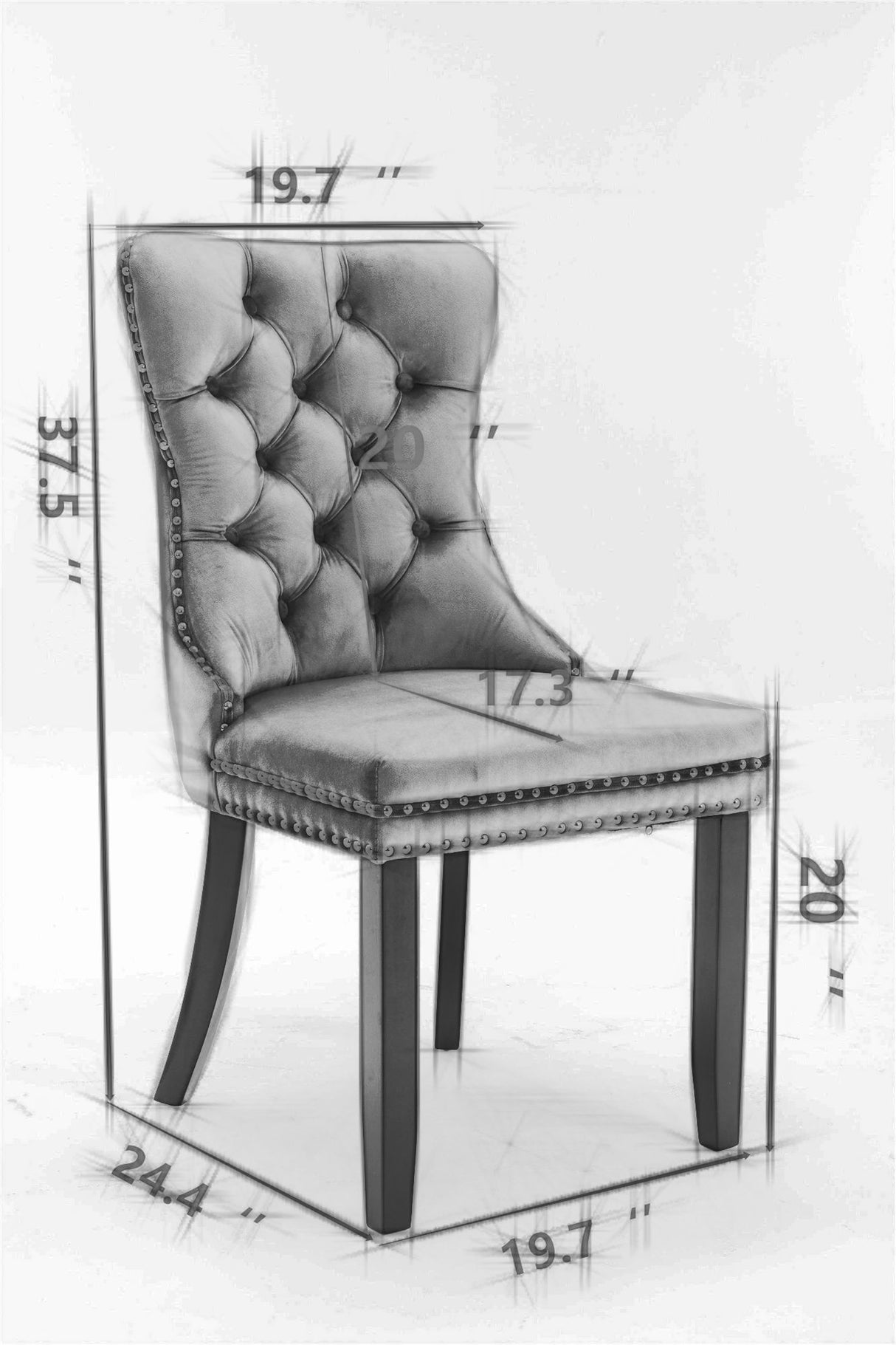 Nikki - Modern, High-End Tufted Solid Wood Contemporary Velvet Upholstered Dining Chair With Golden Stainless Steel Plating Legs, Nailhead Trim (Set of 2) - Chair Sets - Alpine Outlets