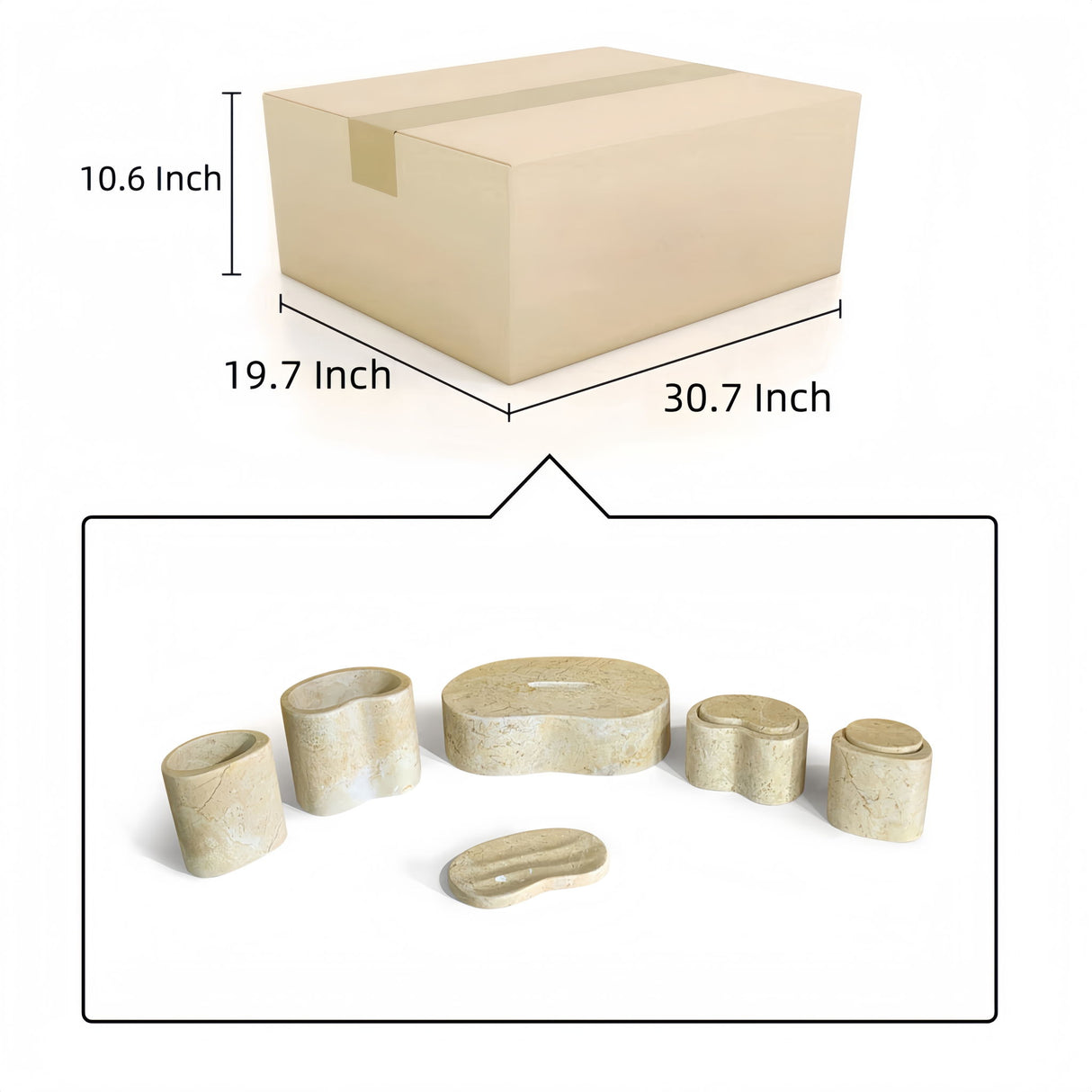 Elegant Natural Marble Bathroom Accessories Set