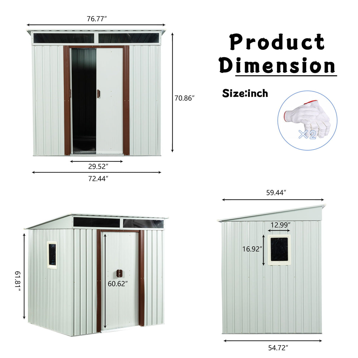 Outdoor Metal Storage Shed Garden Building Heavy Duty 6x4ft Steel