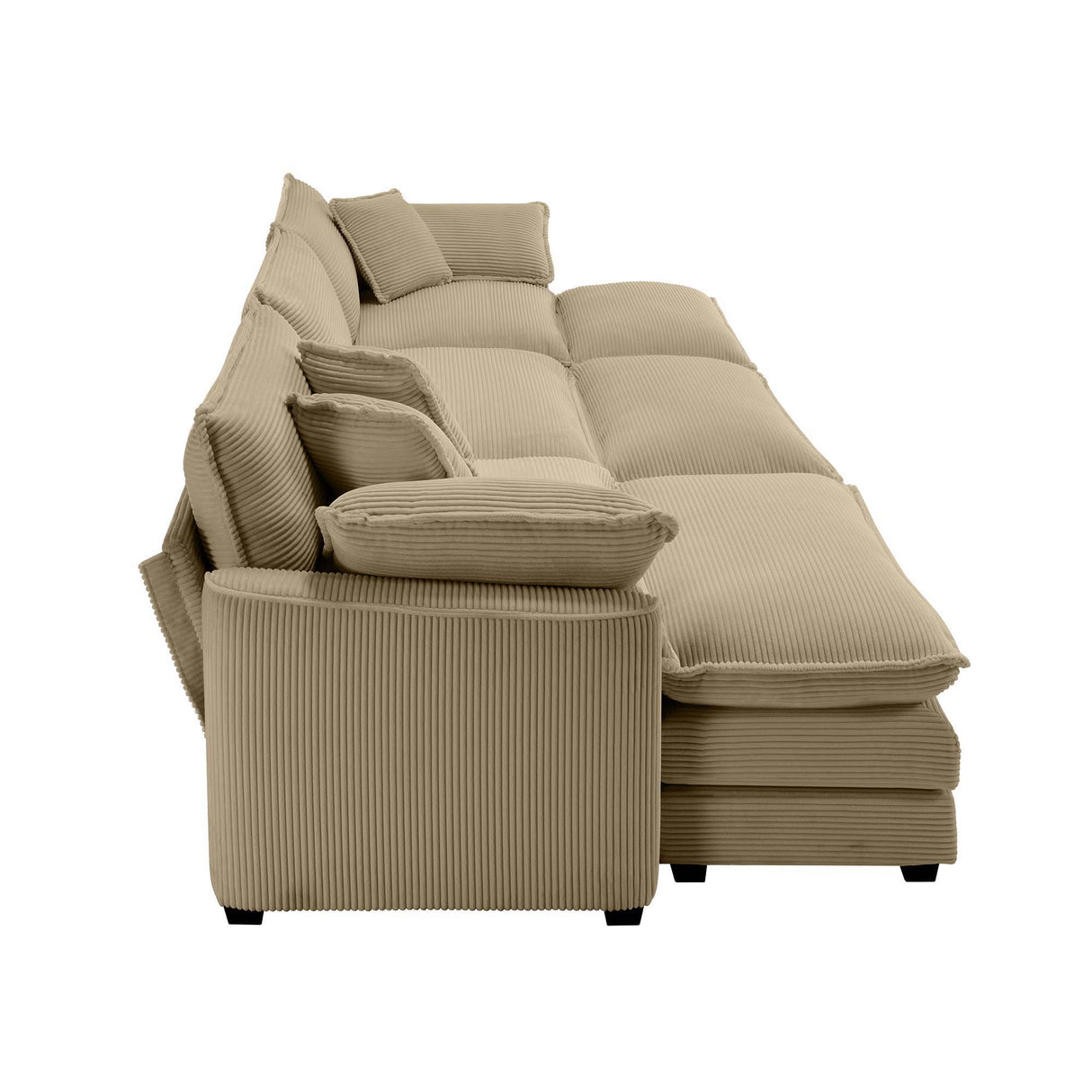 Modern Oversized Modular Cushion Sofa With Ottoman, Low Back, Deep Seating Sofa Set