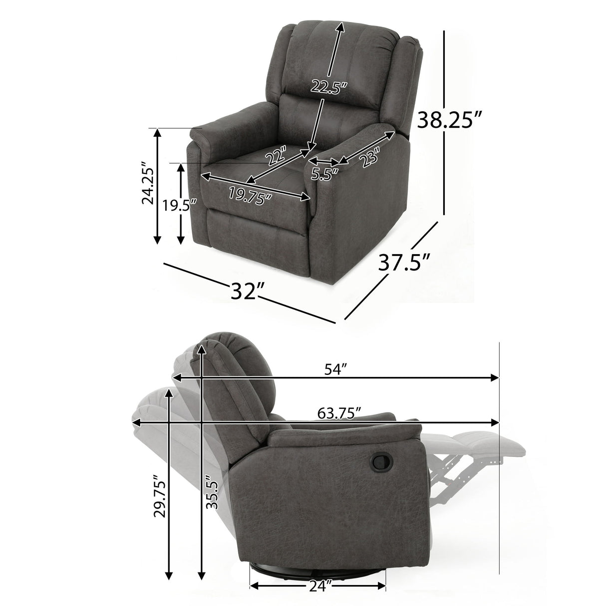 Contemporary Glider Recliner With Swivel Function