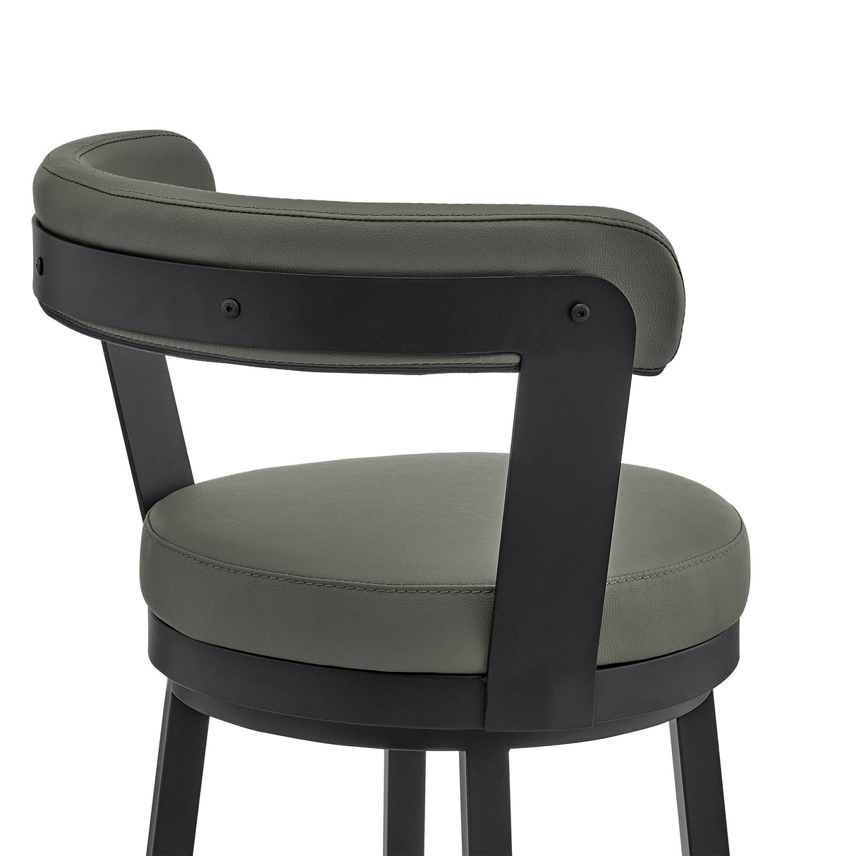Bryant - 30" Bar Height Swivel Bar Stool - Black Finish And Gray Faux Leather