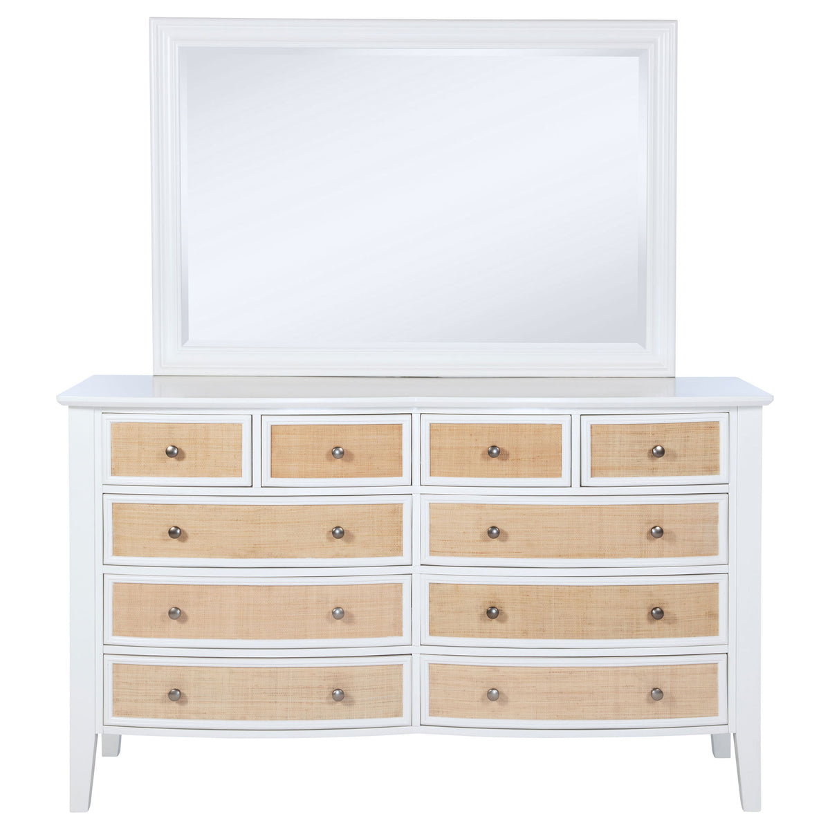 Talia - 10 Drawer Dresser And Mirror Set - White
