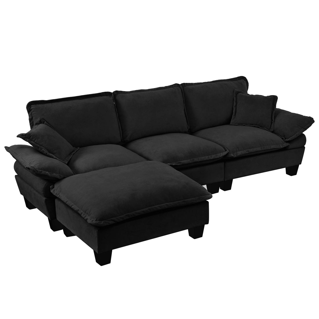 Modular Sectional Sofa With Movable Ottoman & Pillows