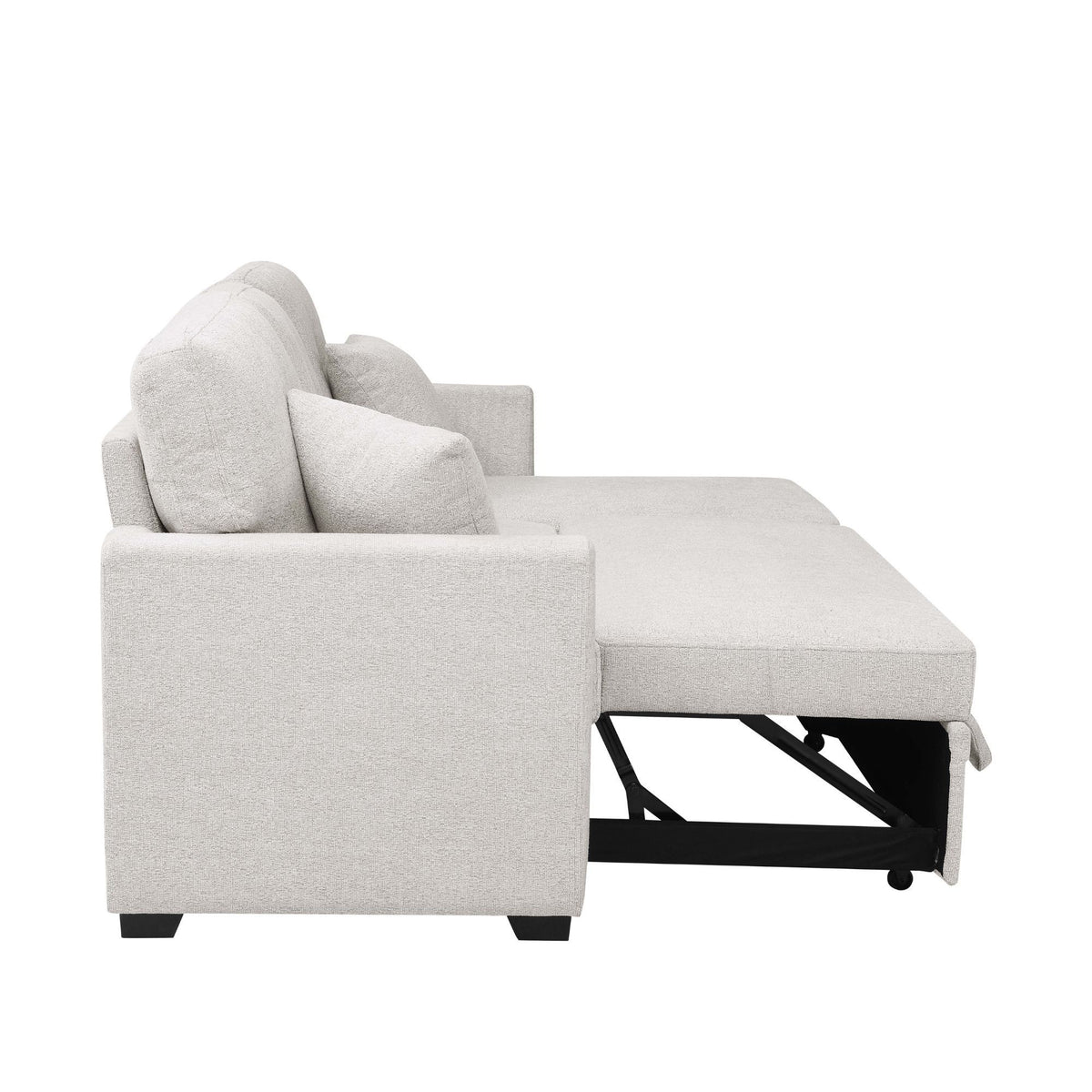 Upholstered Sectional & Pull Out Bed And Chaise Storage - Beige