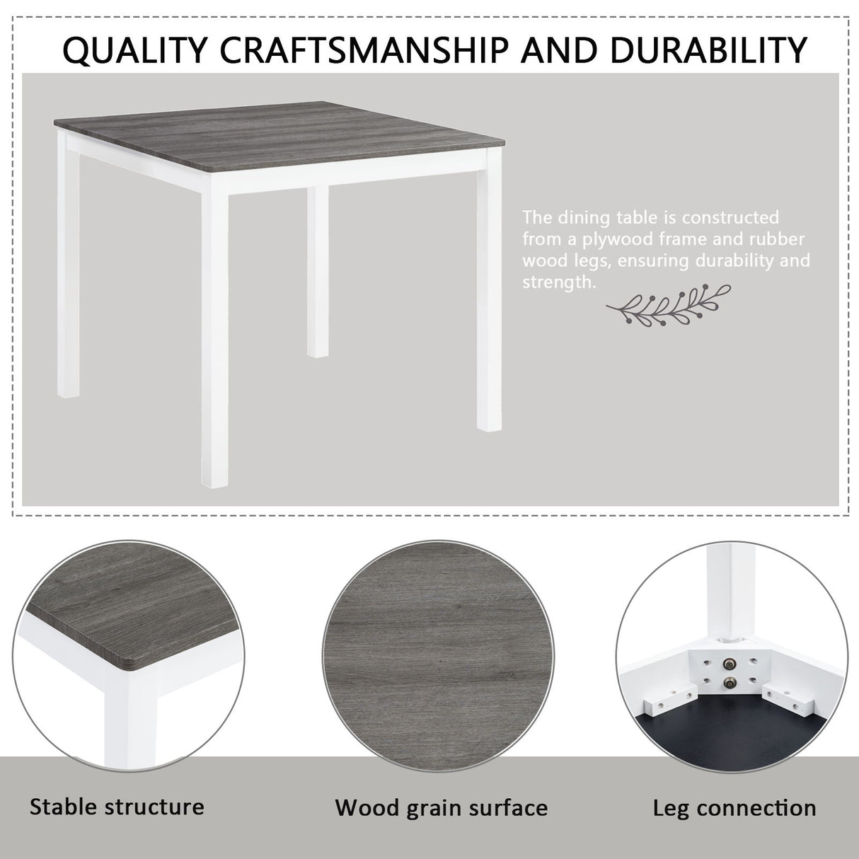 5 Piece Counter Height Table Set With 4 Chairs