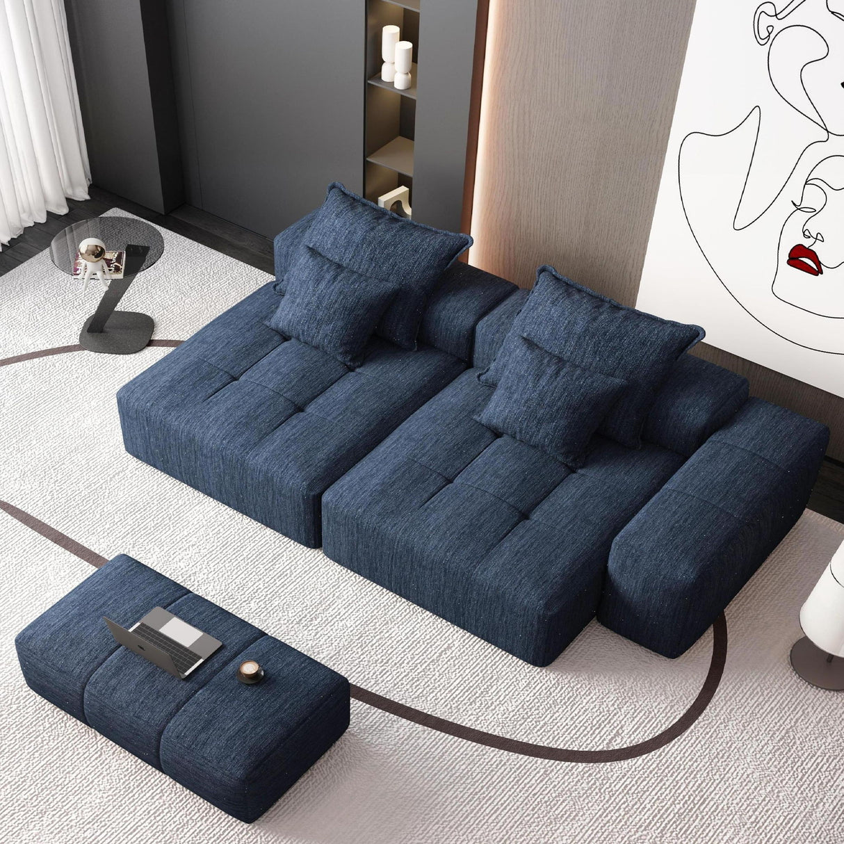 Modern Oversized Diy Combination Modular Sectional Sofa With Pillows