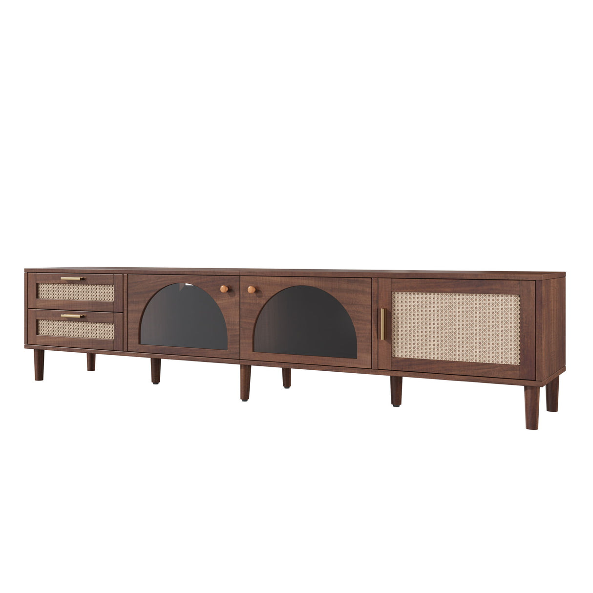 TV Stand With App-Controlled LED Lights, 2 Drawers & Door Storage
