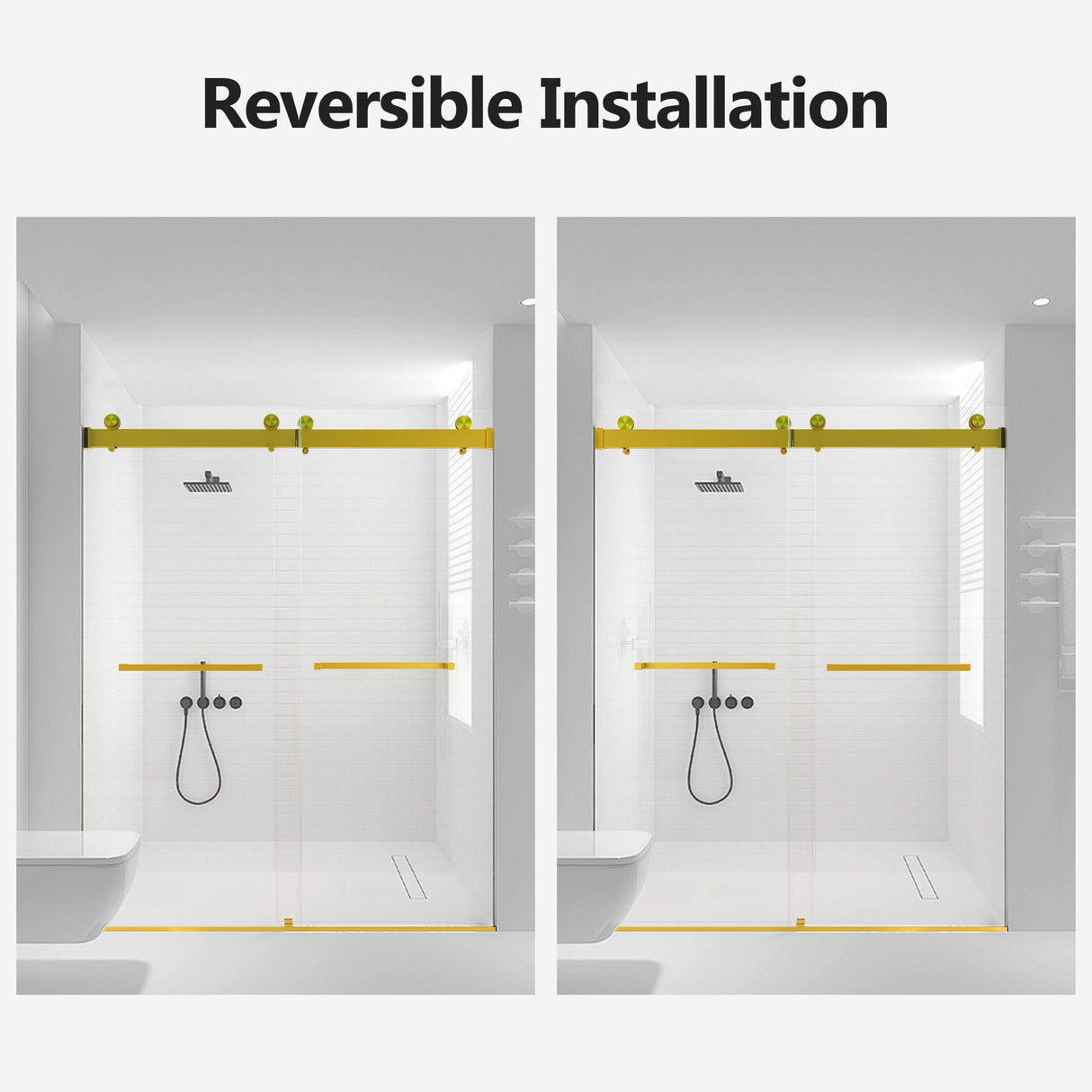 Frameless Double Sliding Soft-Close Shower Door, 3 / 8" (10Mm) Thick SGCC Tempered Glass Door, Matte