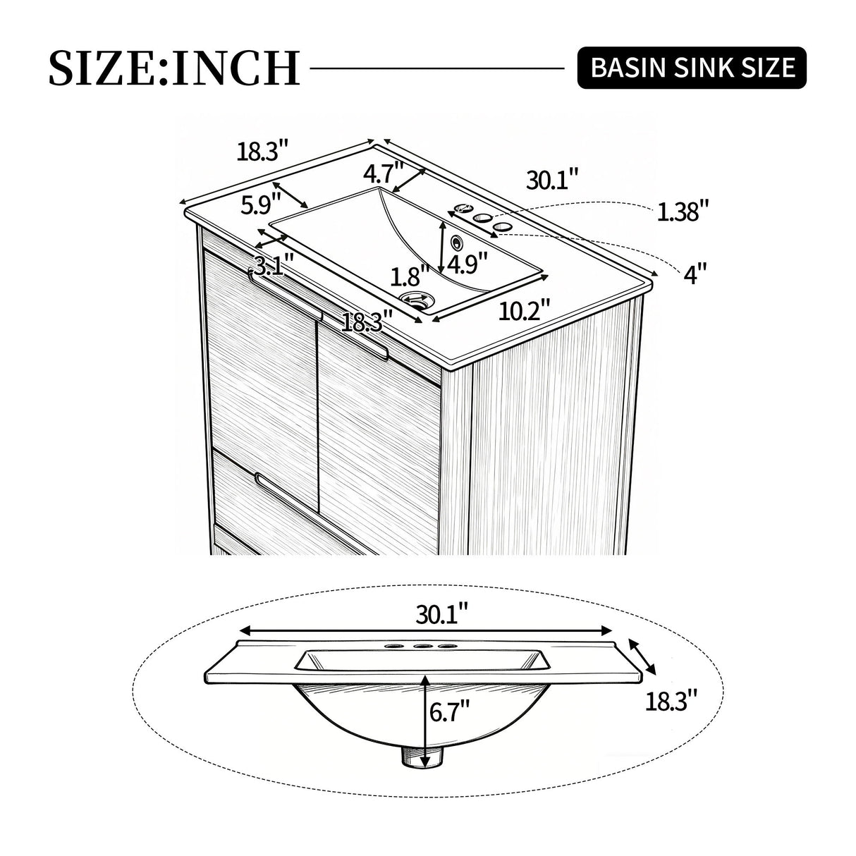 Softened Modern Bathroom Vanity With Sink