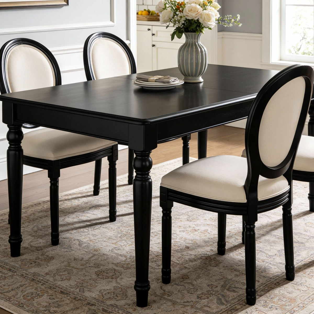 Dining Chairs Upholstered With Sponge Round Back (Set of 2) - Black