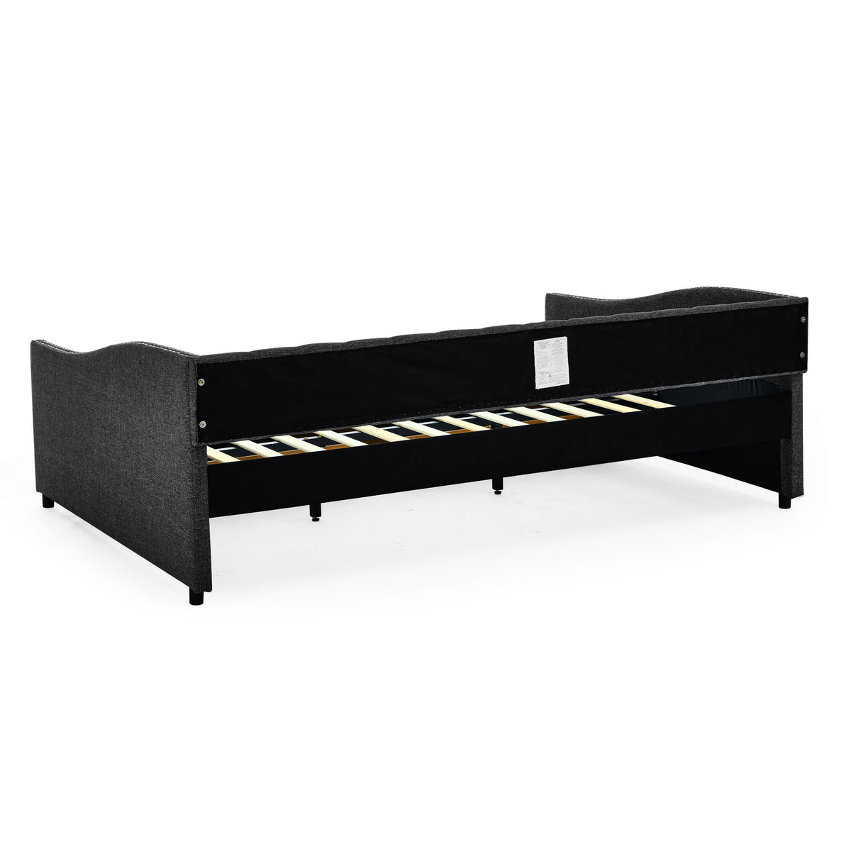 Upholstered Tufted Daybed With 2 Drawers, Waved Arms