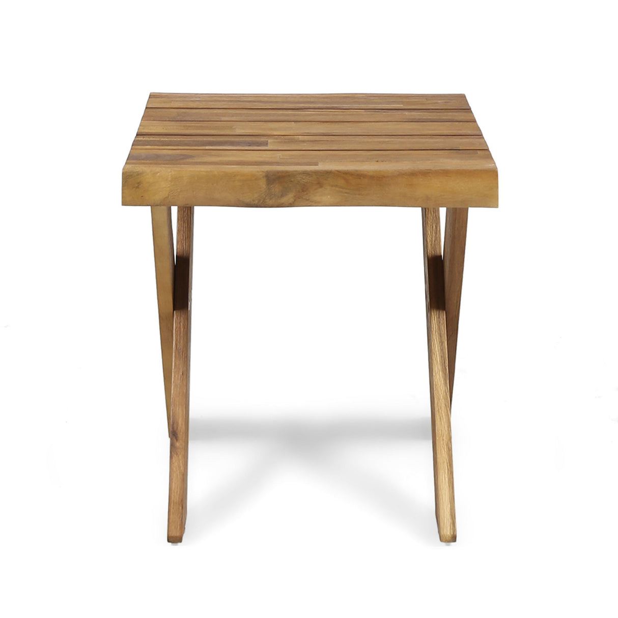 Passion - Outdoor Side Table With Cross Base And Slatted Top - Teak