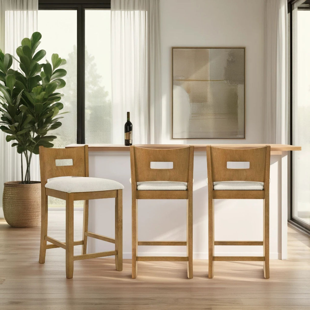 Ren - 30" Bar Height Rubberwood Barstool