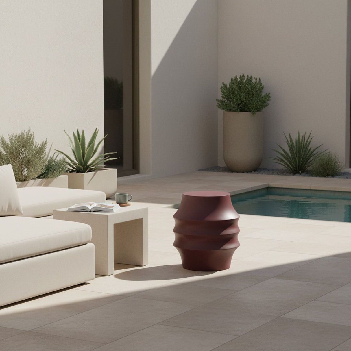 Calithea - Indoor Outdoor Side Table - Cherry Mahogany Concrete Finish