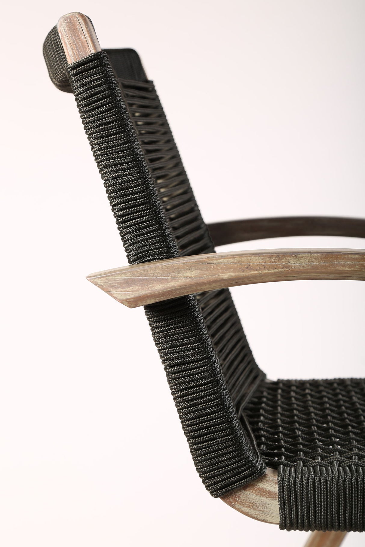 Brielle - Outdoor Light Eucalyptus Wood And Charcoal Rope Bar Height Stool Set