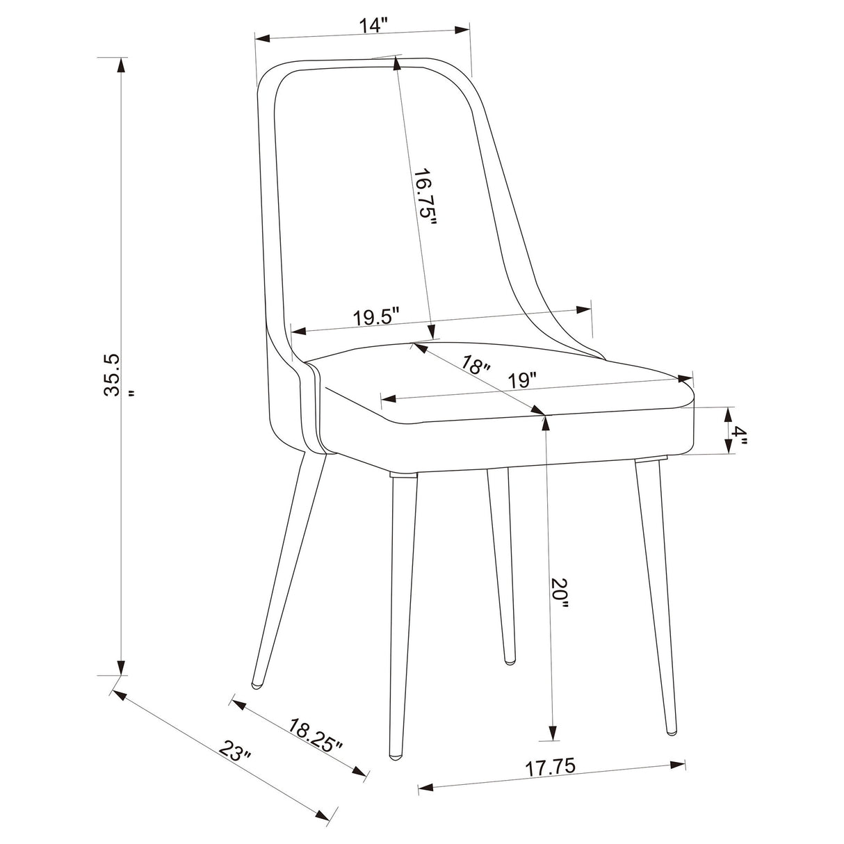 Side Chairs Upholstered With Tapered Legs (Set of 2)