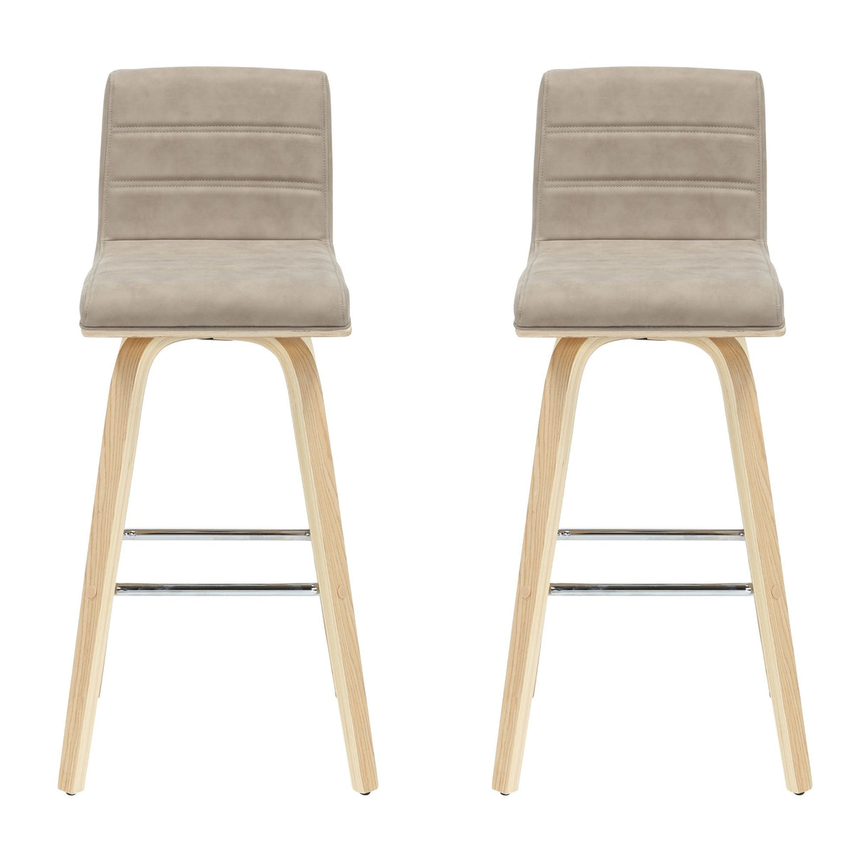 Vienna - 39.5" Swivel Bar Height Square Back Wood Bar Stool With Faux Leather Seat