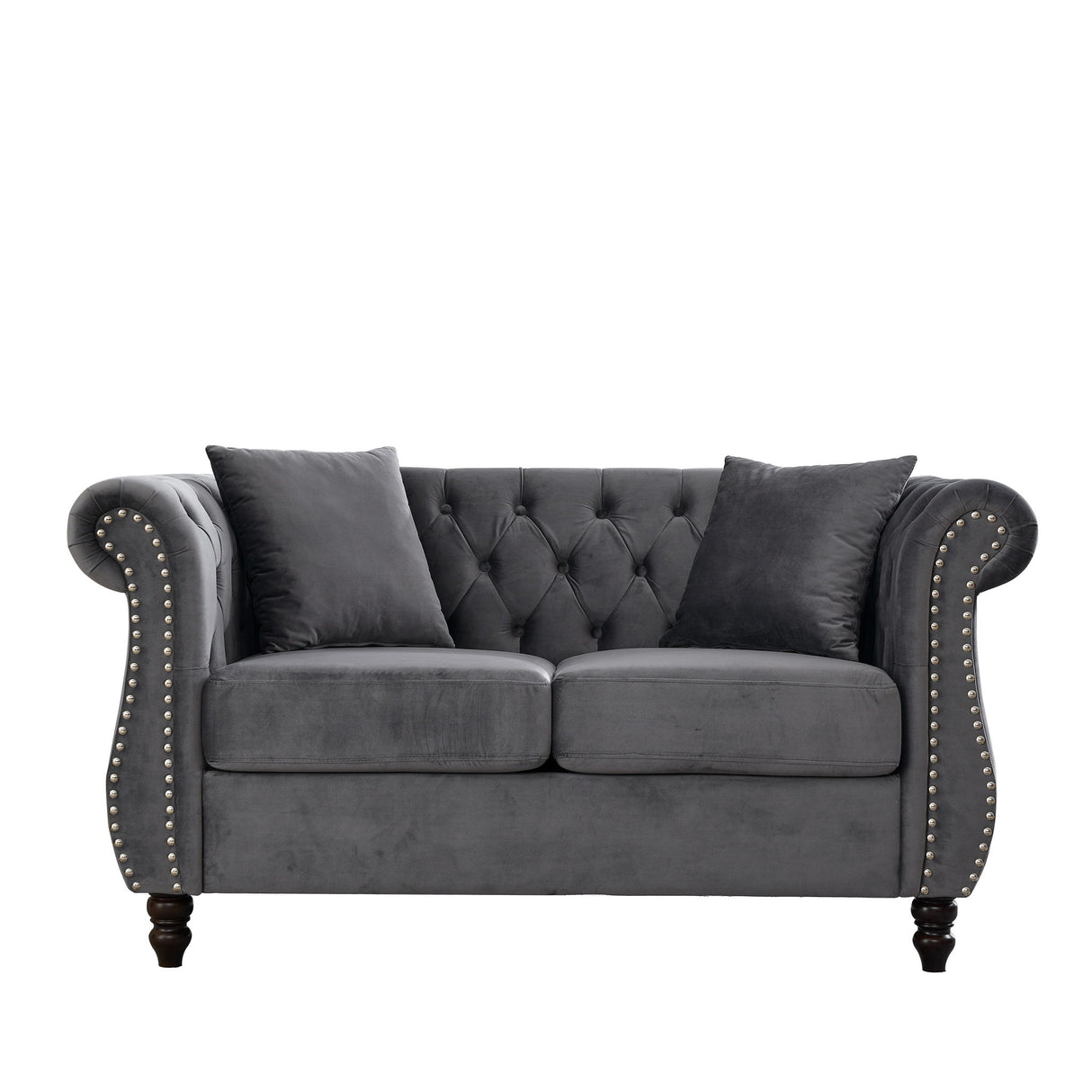 Chesterfield Sofa With Rolled Arms And Nailhead Trim