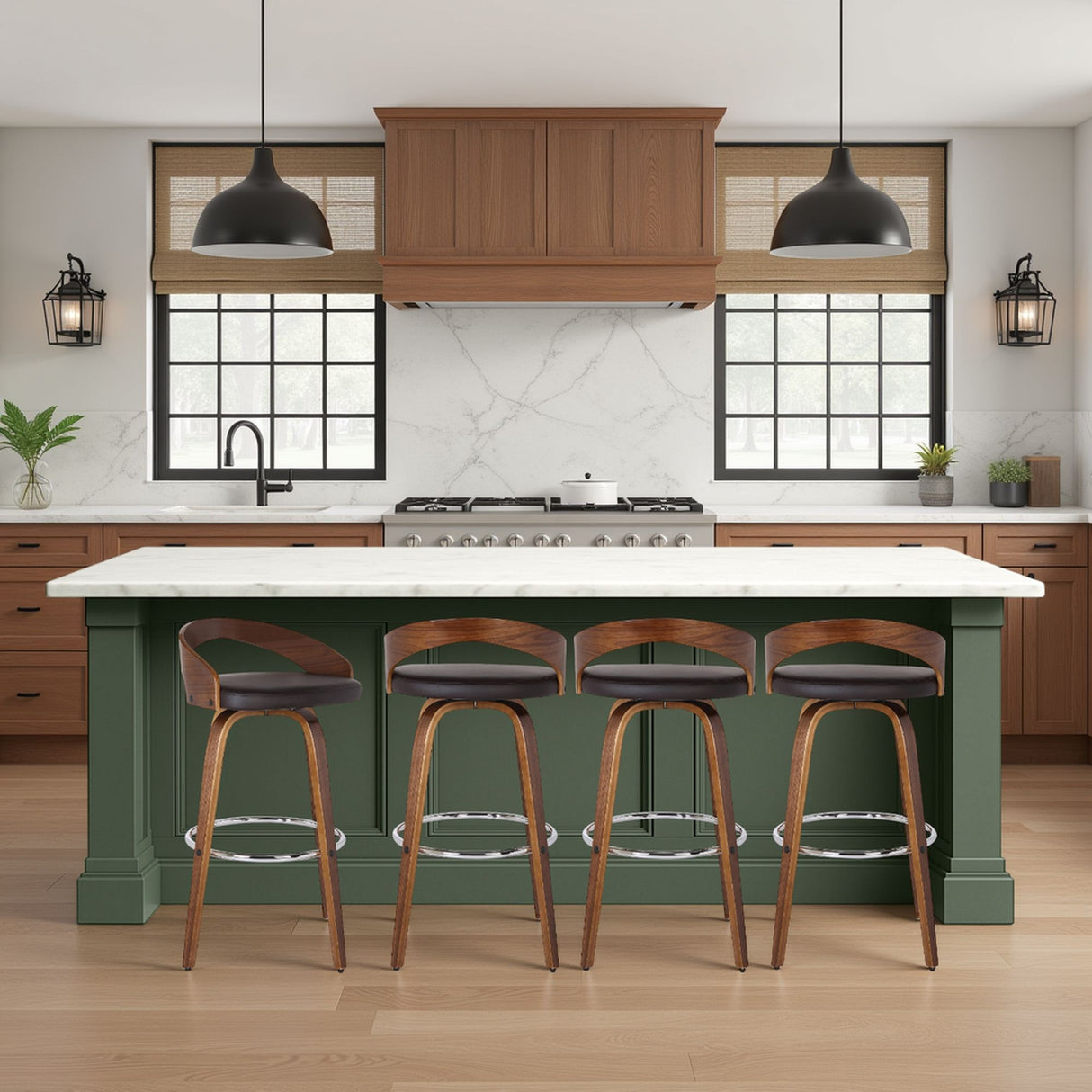 Sonia - 26" Counter Height Swivel Bar Stool - Walnut Wood