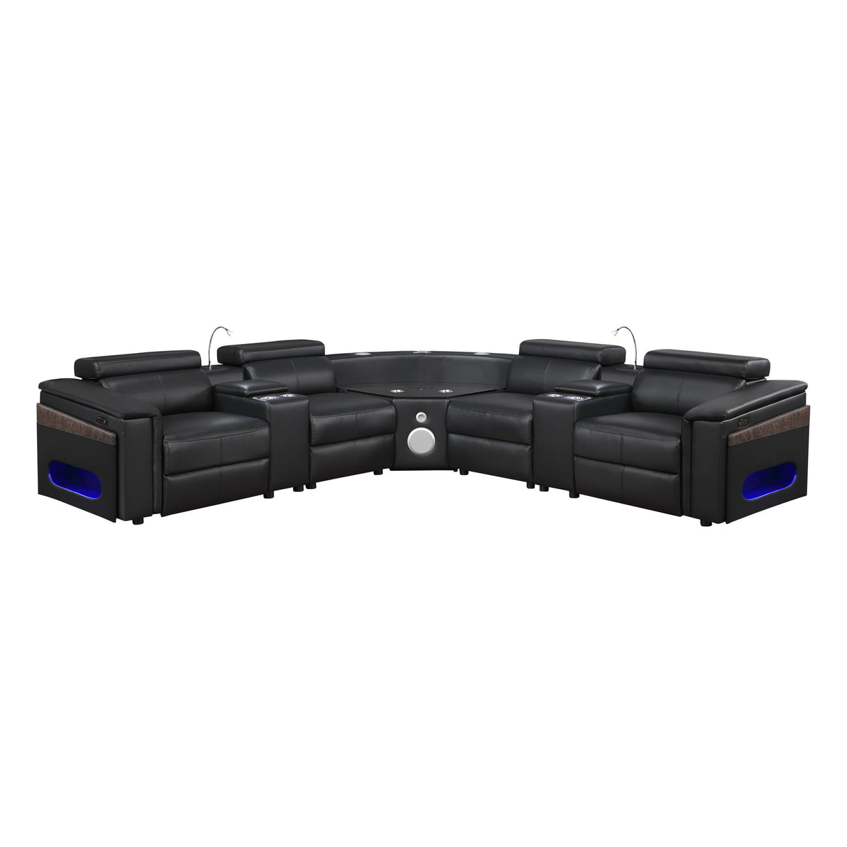 Nova - Sectional With Bluetooth Speaker, LED And Lifting Wine Cabinet