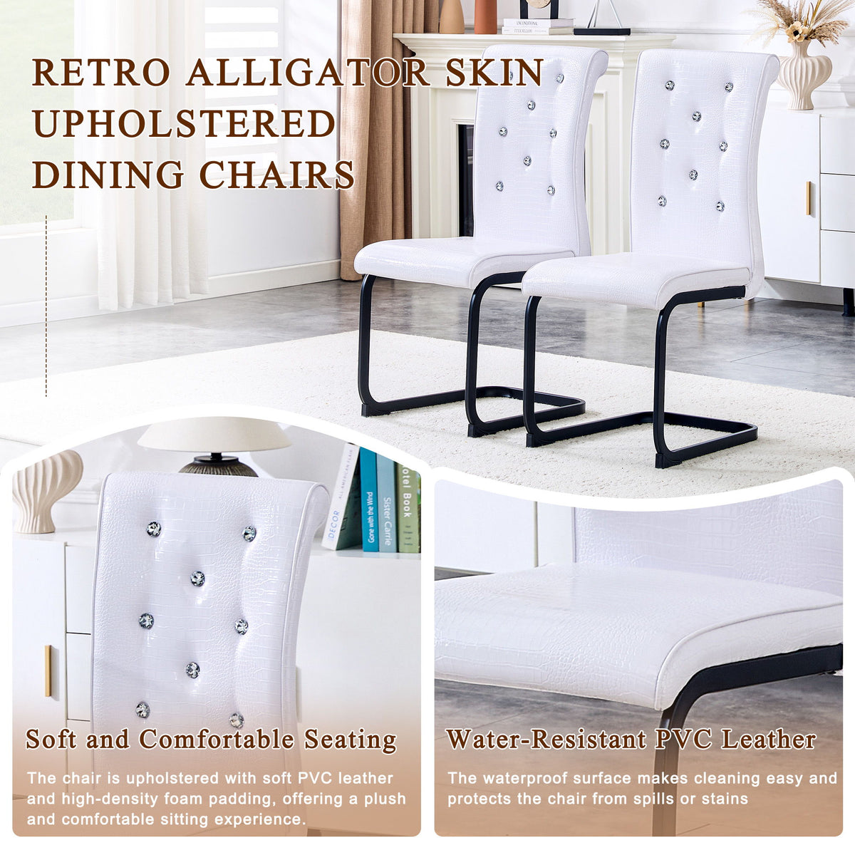 Alligator Skin Upholstered Dining Chairs