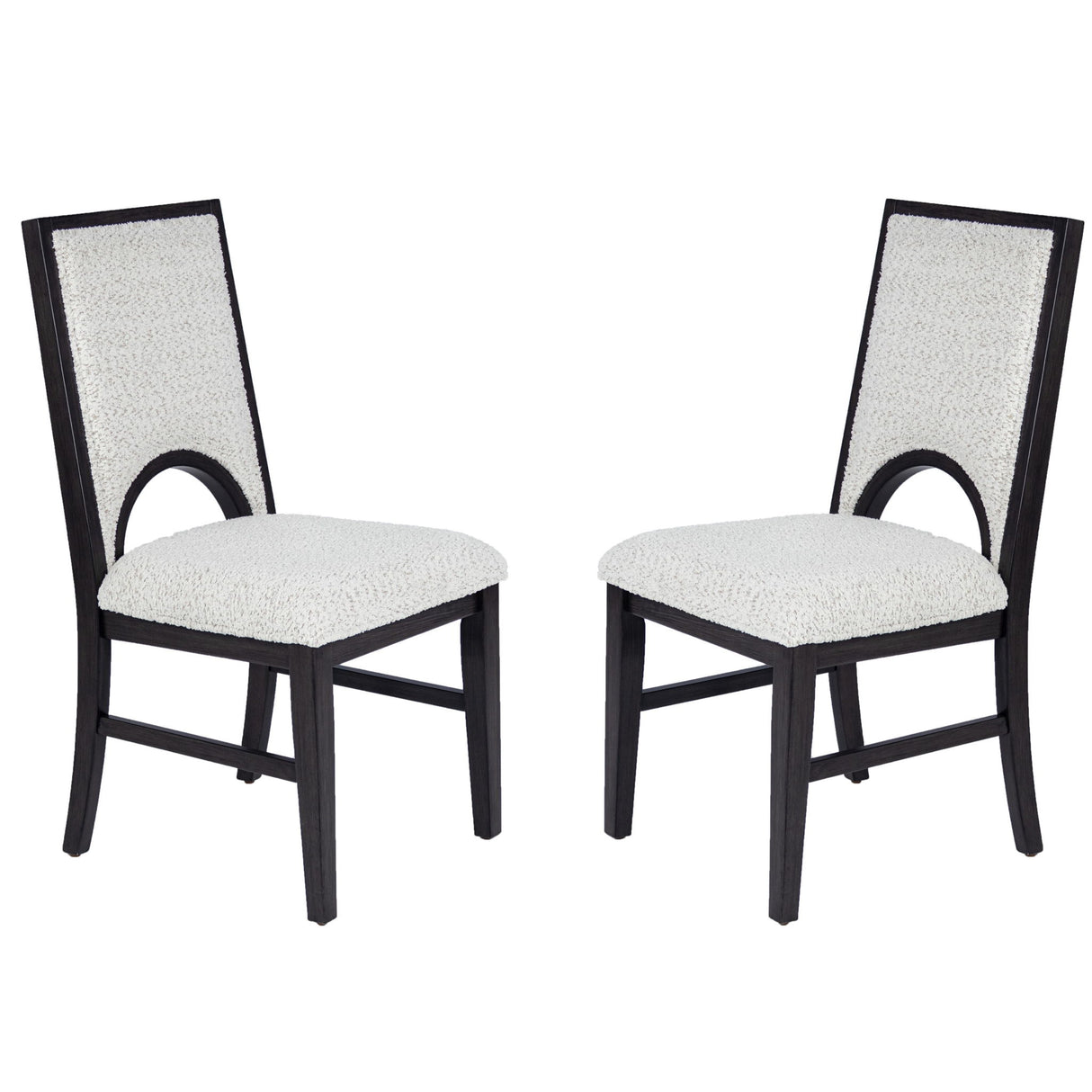 Upholstered Dining Chairs With Arched Cutout Backrest (Set of 2) - Black / White