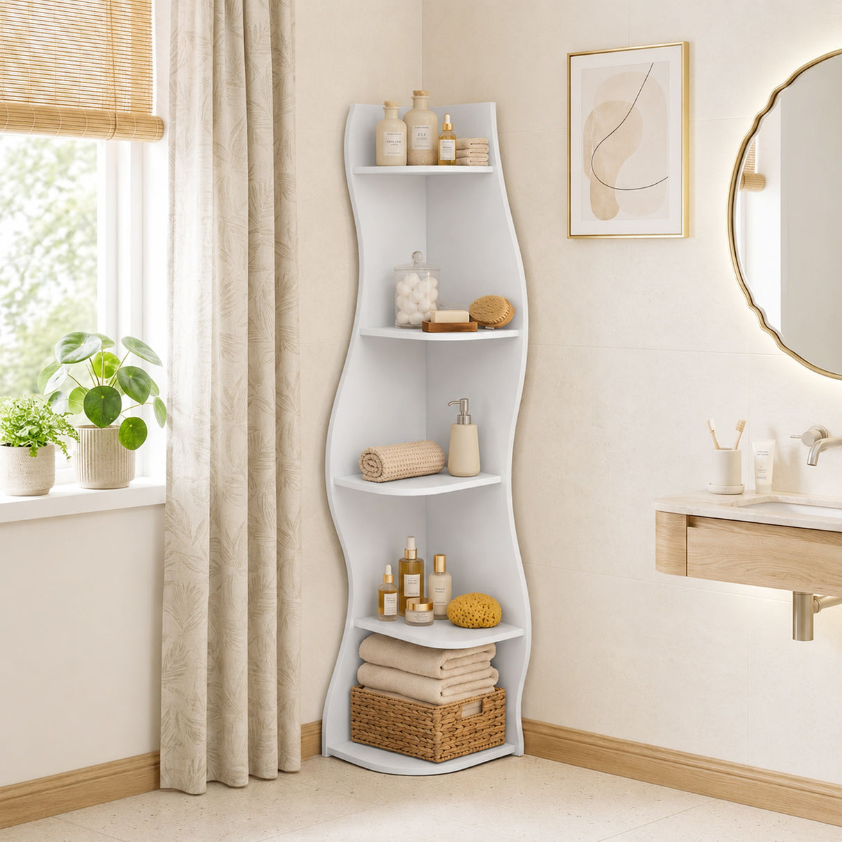 5 Tier S - Shaped Corner Shelf For Living Room