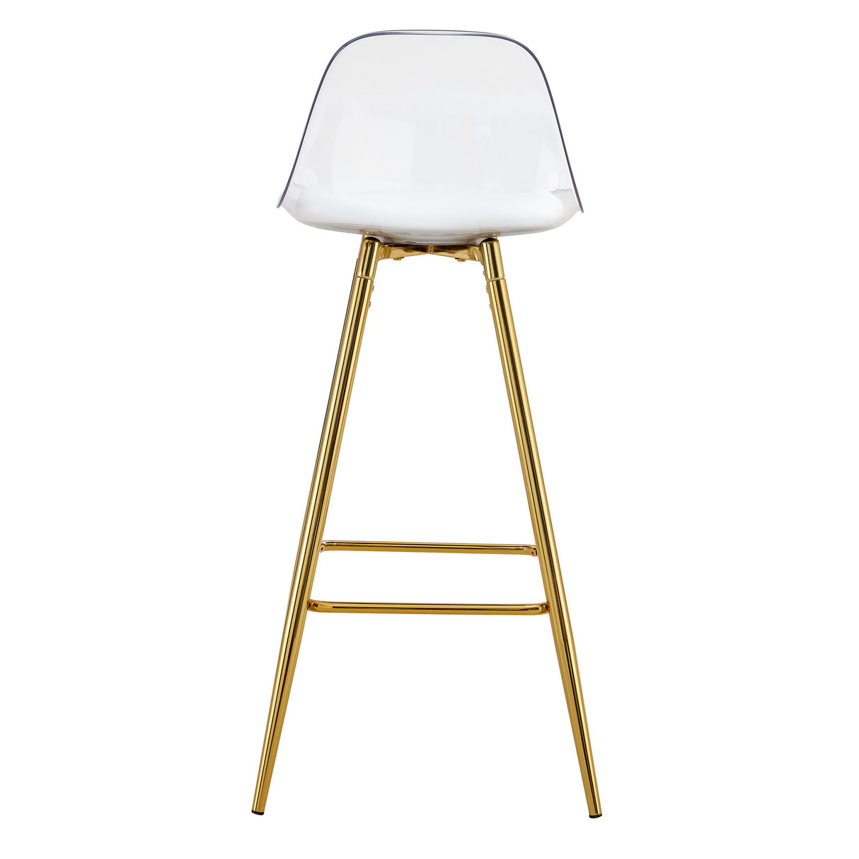 Stylish Upholstered Bar Chairs With Metal Legs For Dining Room Kitchen And Terrace - White / Gold