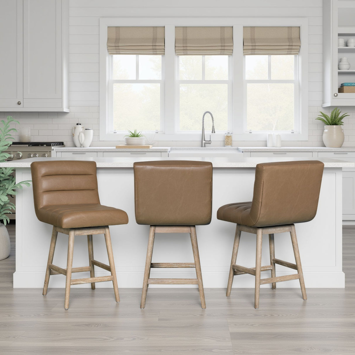Elias - Swivel Rubberwood Barstool