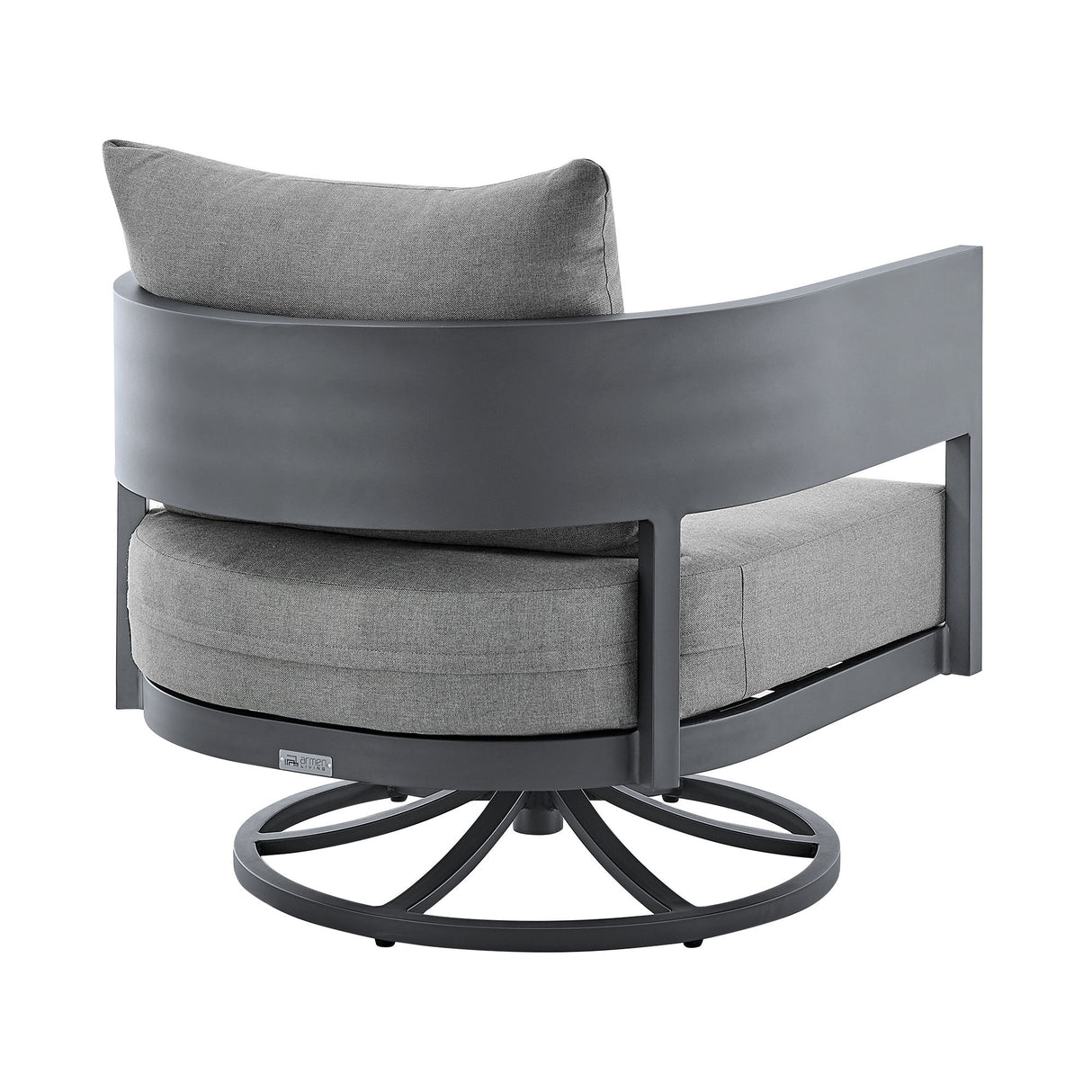 Argiope - 3 Piece Patio Outdoor Swivel Seating Set - Dark Gray Aluminum With Gray Cushions