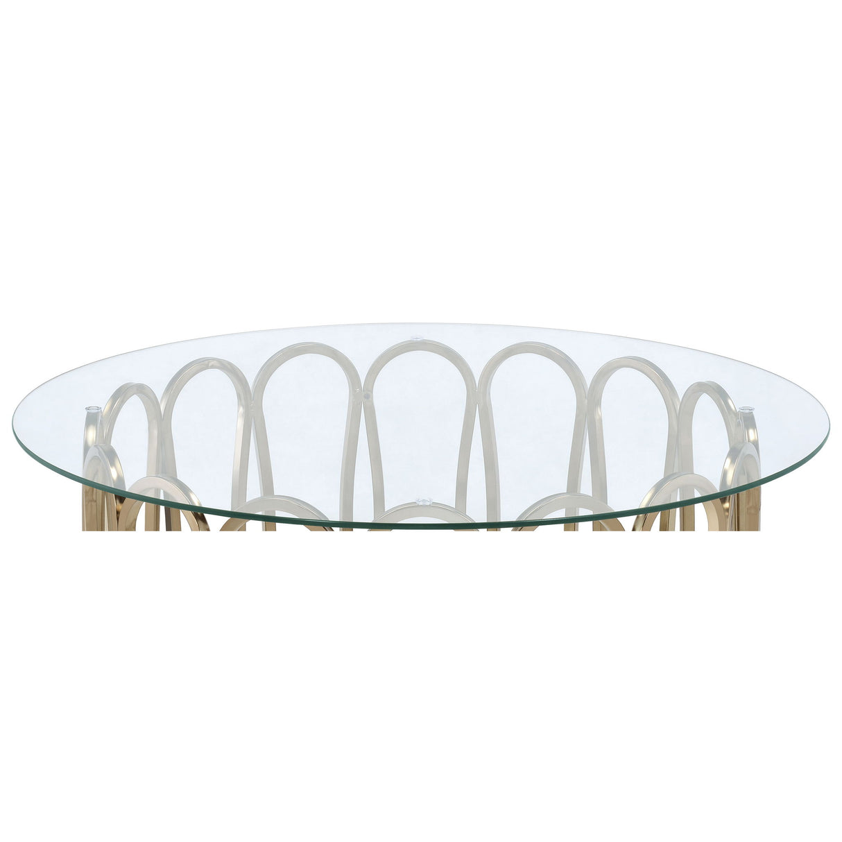 Round Glass Top Table With Polished Metal Base