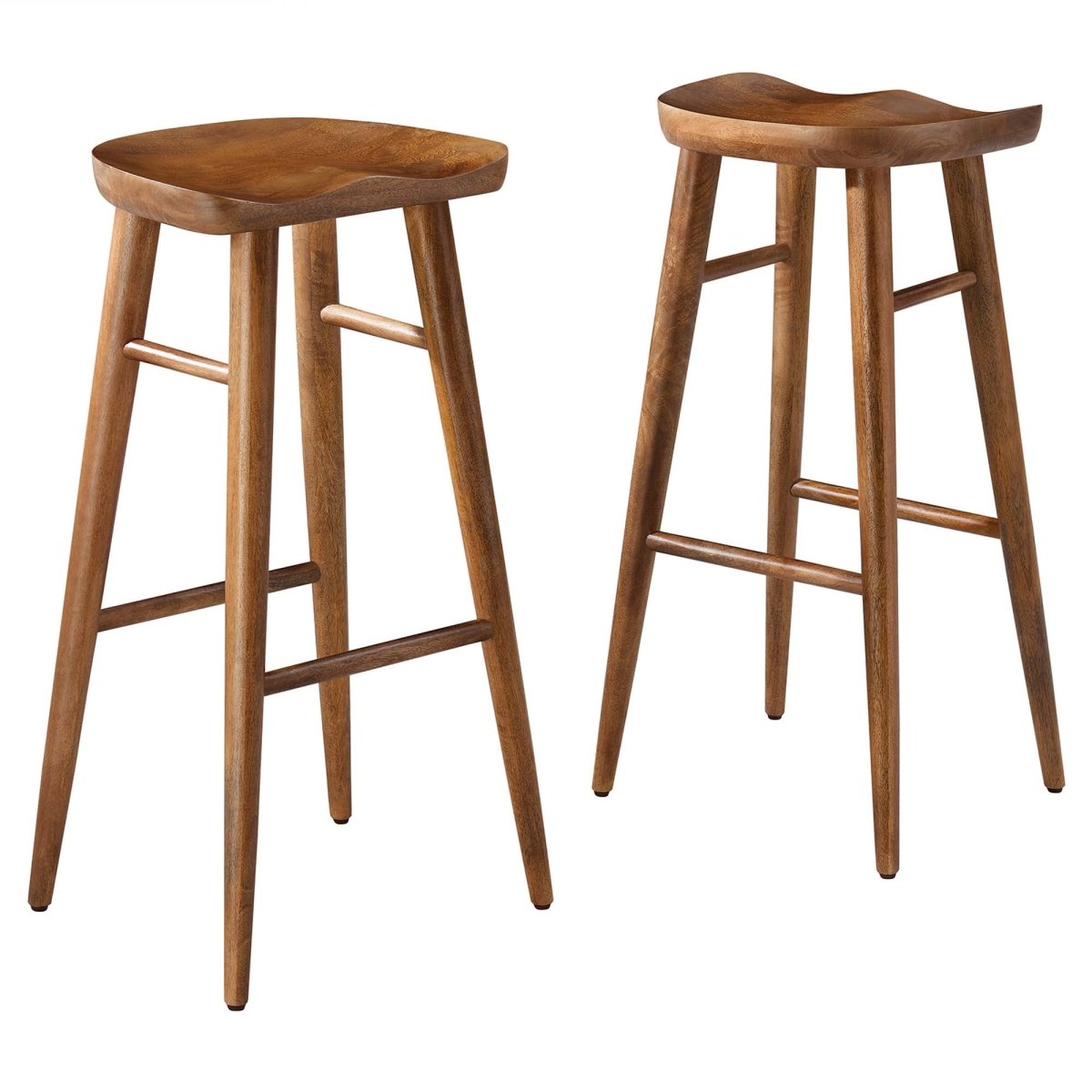 Backless Solid Mango Wood Saddle Seat Bar Stools Set of 2 - Stools available at Alpine Outlets in Denver