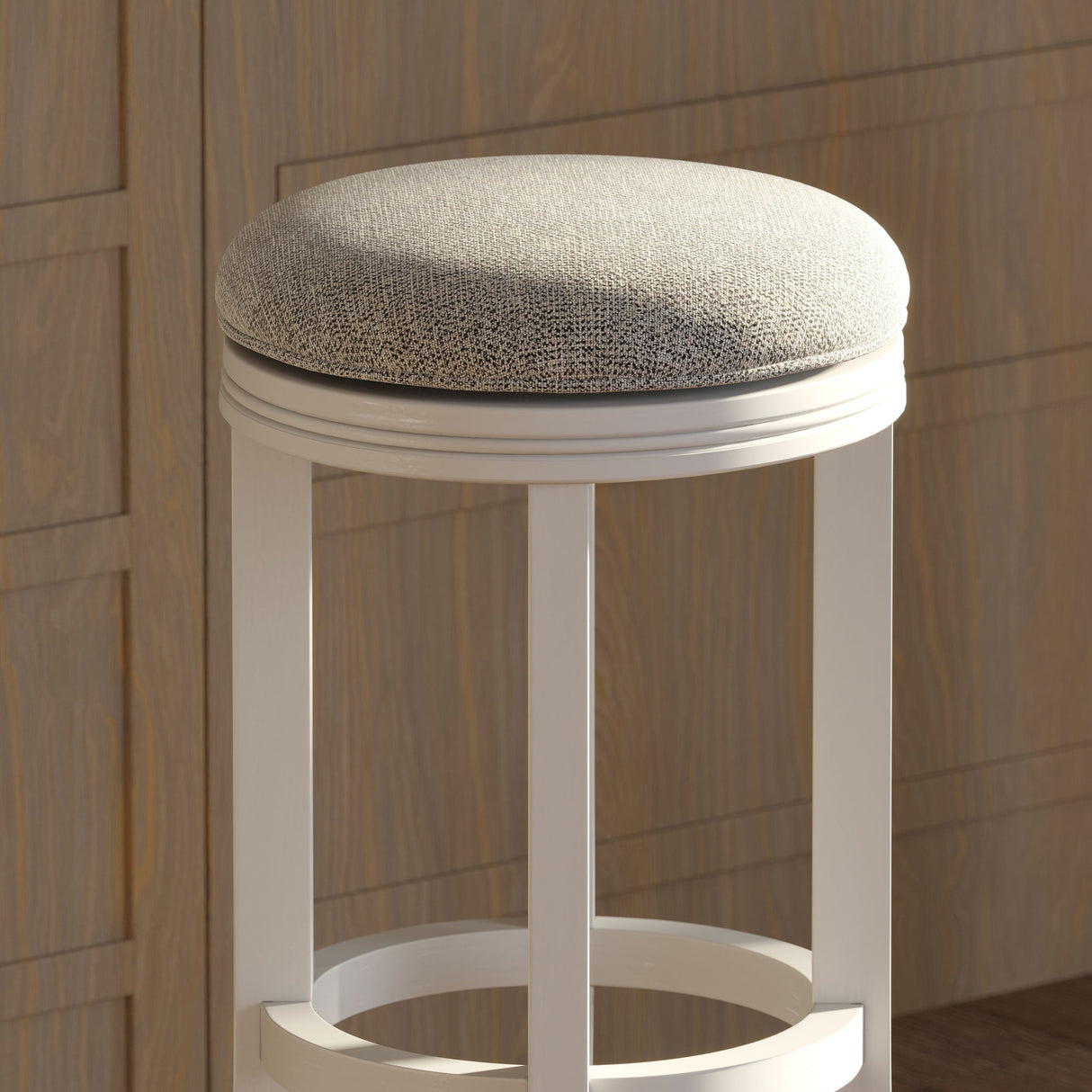 Backless Swivel Stool With Upholstered Seat