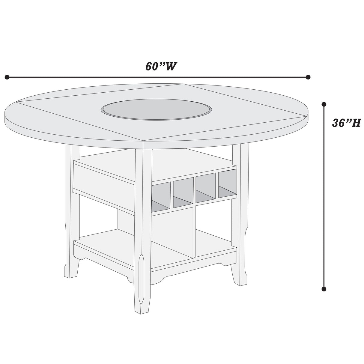 Contemporary Counter Height Dining Set With Built In Lazy Susan