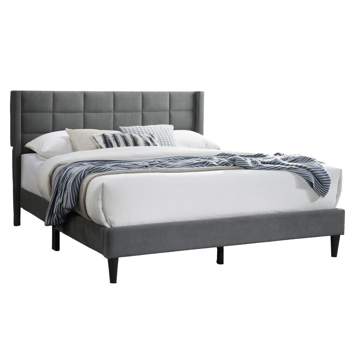 Full Size Bed Upholstered Box Headboard - Gray