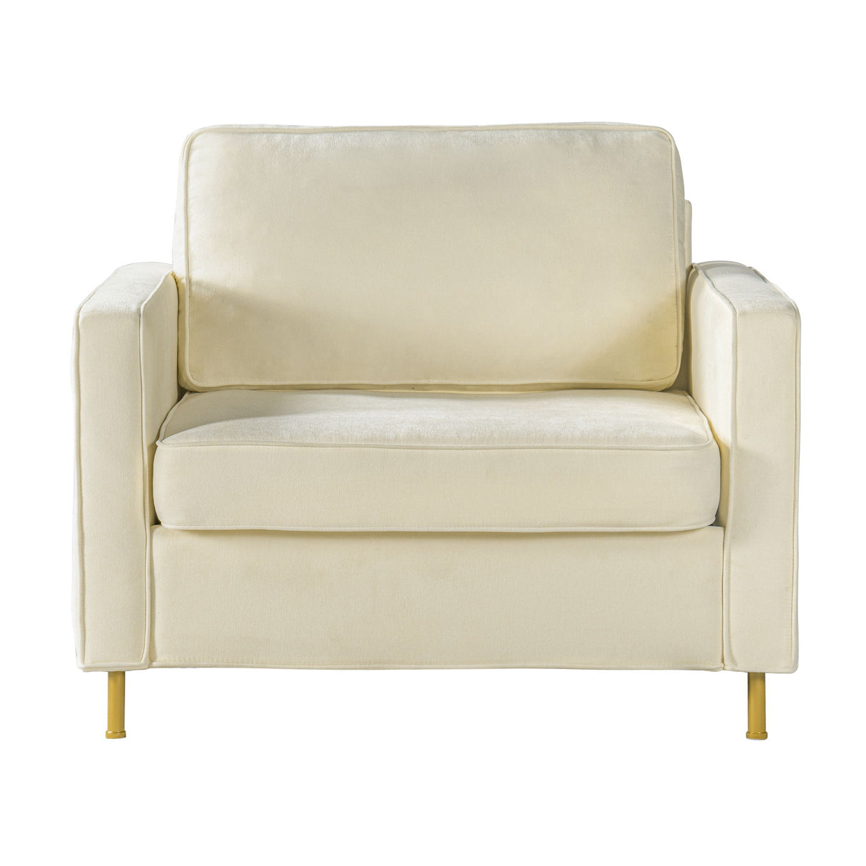 Accent Chair Upholstered Single Sofa With Square Arms, Sewn Pillow Back For Living Room