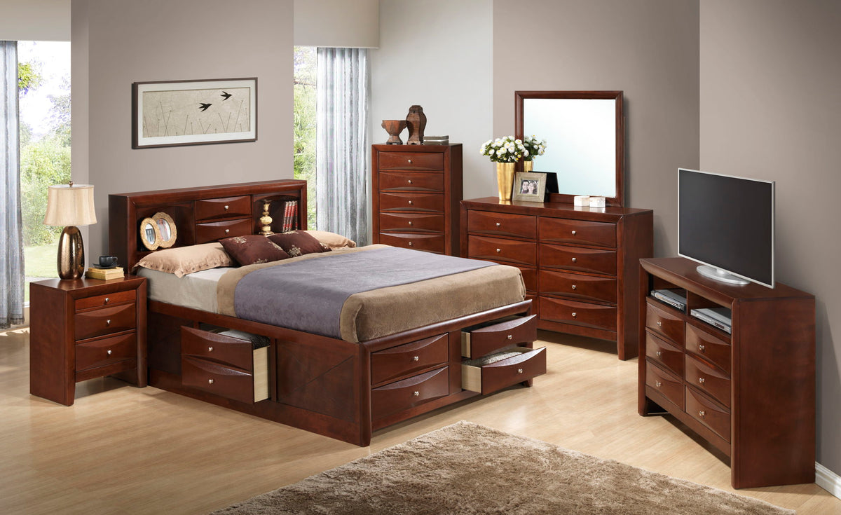 Modern Design Storage Bed With Bookcase Headboard