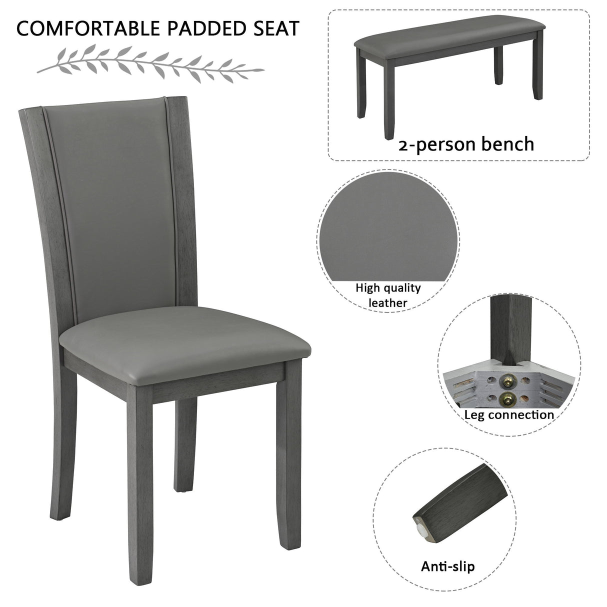 Dining Table Set With Upholstered Chairs, Rectangular Dining Table Set