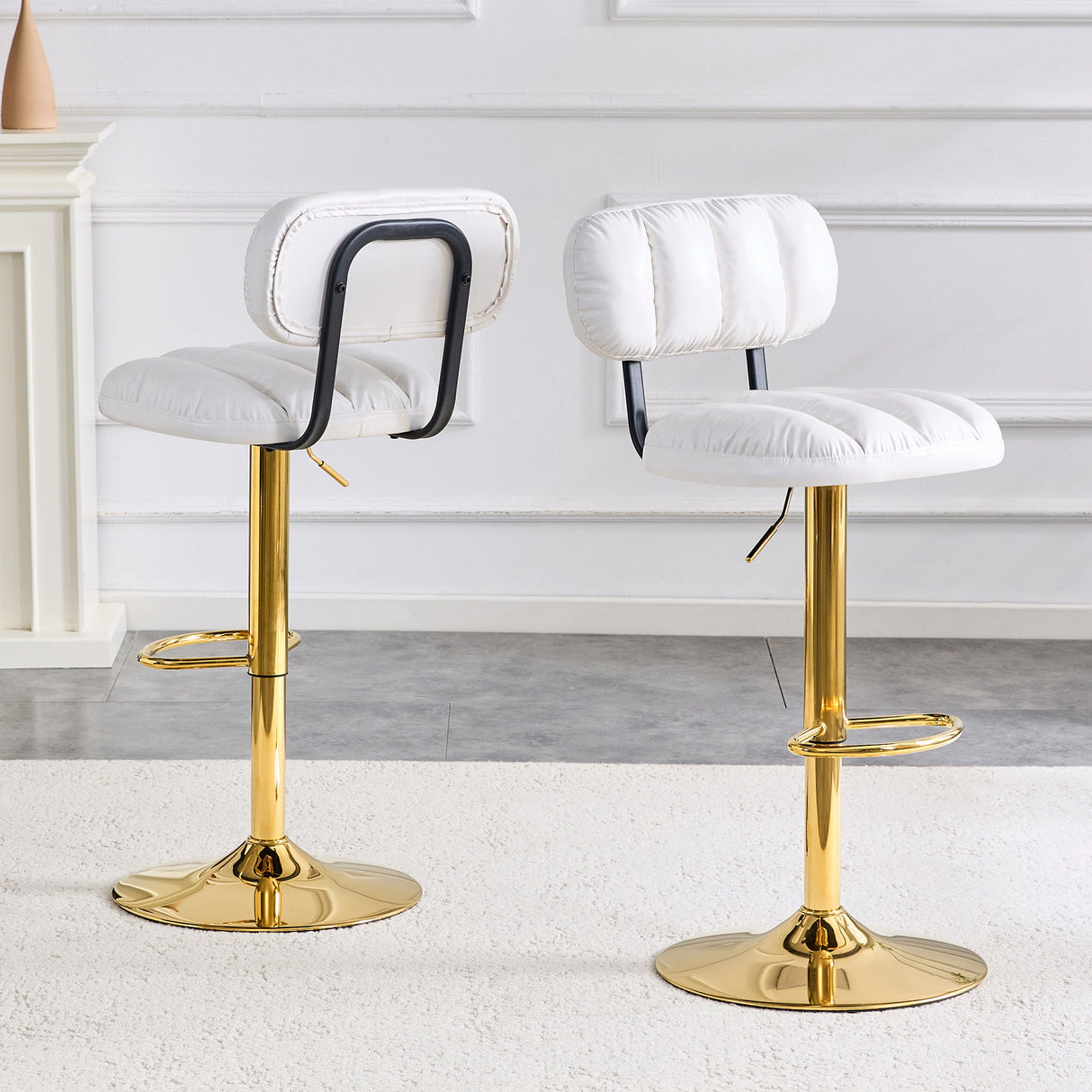 Adjustable Height Bar Stools & Footrest For Kitchen Island (Set of 2)